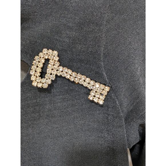 Vintage Gina Brooks Black Rhinestone Key Bow Dress Size 12 - Picture 2 of 7